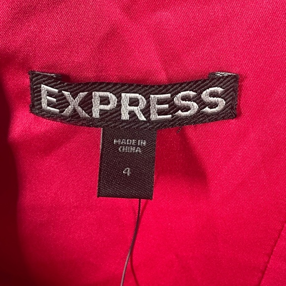 NEW Express Dress Womens 4 red pink satin pencil cocktail colorful classic - Picture 4 of 9